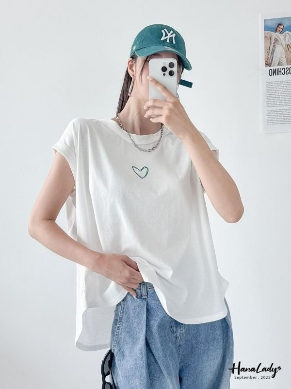 WKA62 雙線愛心小短袖T恤 