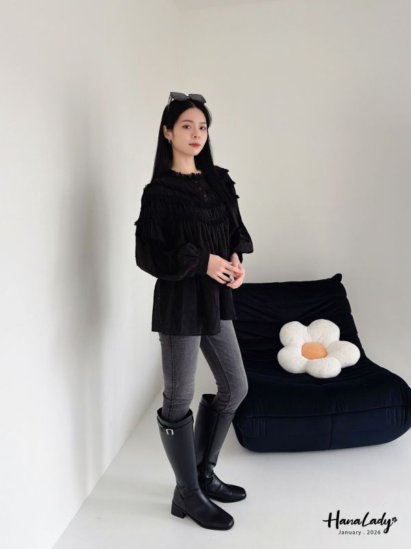 LEB12 黑灰顯瘦煙管丹寧褲 