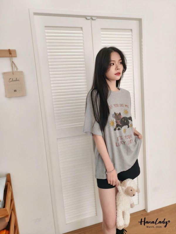 LSA02 時尚小黑貓棉質T 