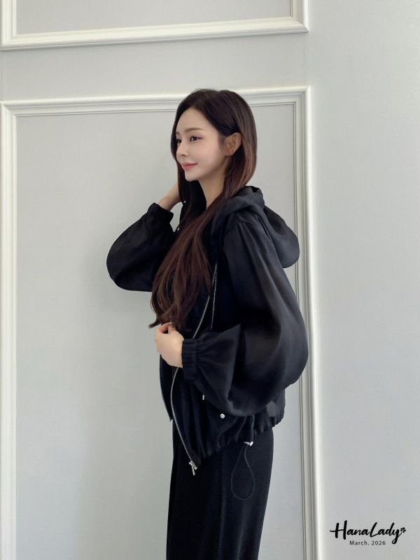 LFA01 高質感緞面紗連帽拉鍊外 