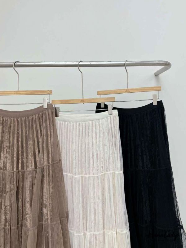 WJA08 浪漫爆棚絨布層次網紗裙 