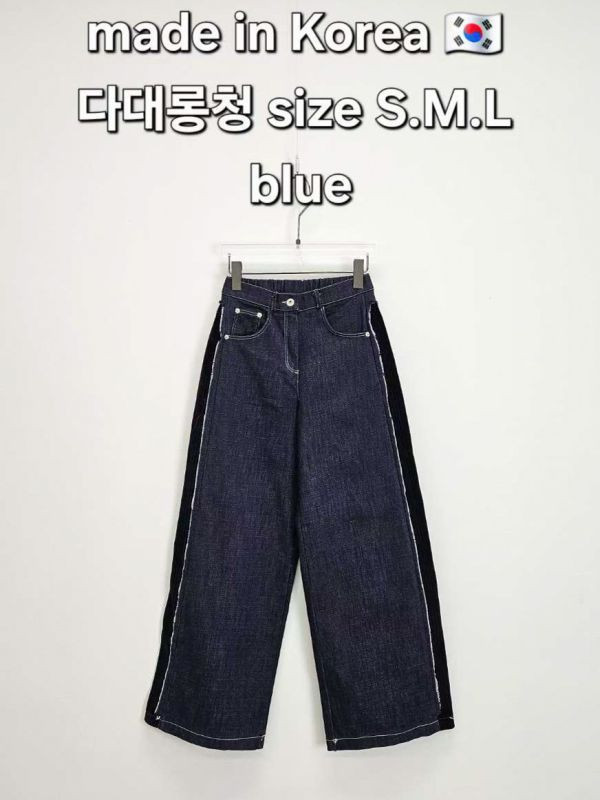 WQA12 燈心絨黑邊長腿丹寧褲 