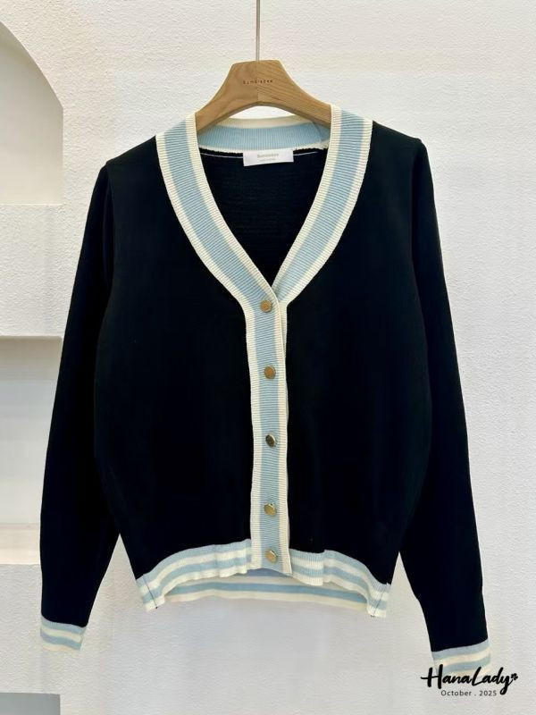 WTB20 配色領細針織親膚排釦衫 