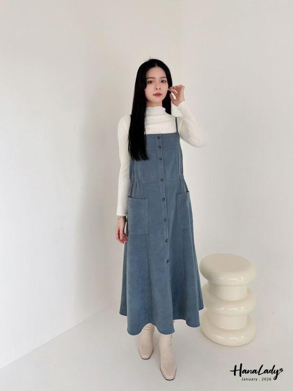 LEA87 休閒氣質兼具蜜桃絨洋裝 