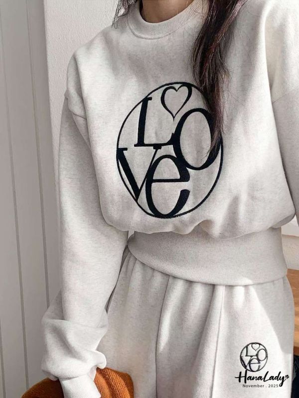 WJA93 暖暖內磨毛刺繡字母套裝 