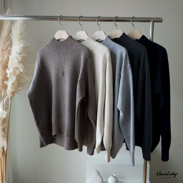 LEA86 簡約立領線條針織上衣 