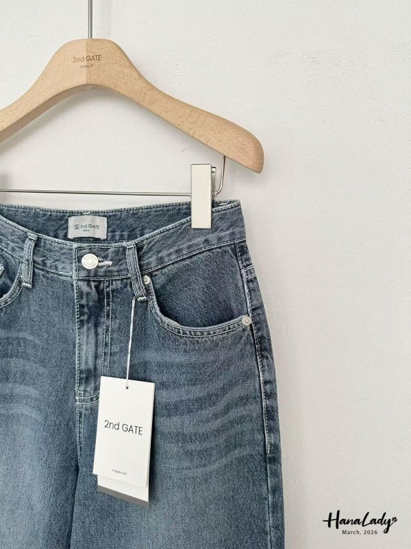 LSA61 高質感修身刷色牛仔褲 