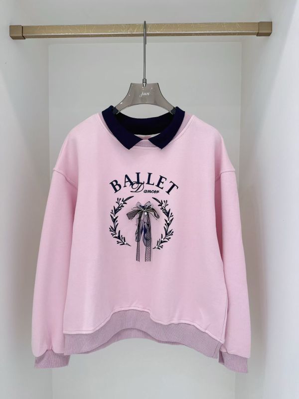 WQA20 麂皮圖紋針織領大學T 