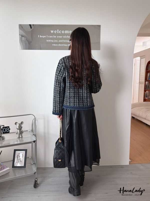 WJB08 牛仔滾邊小香風親膚外 