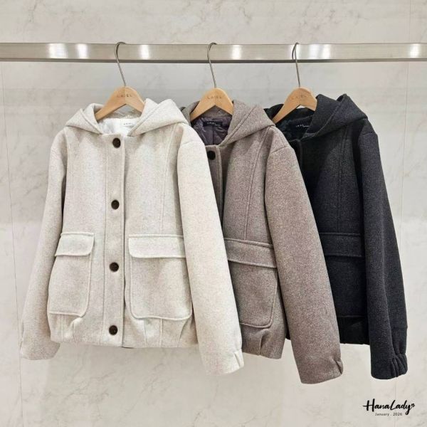 LEA53 大口帶休閒連帽微鋪棉外 