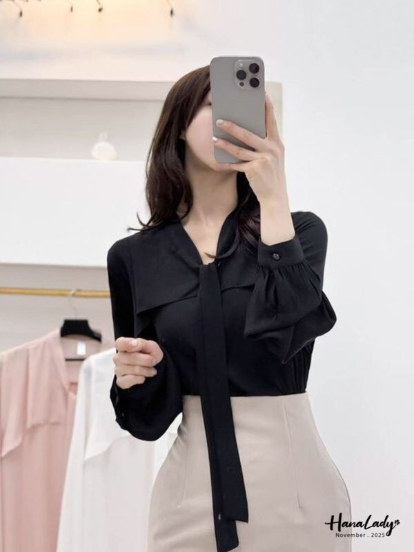 WJA91 浪漫斗篷領雪紡衫 