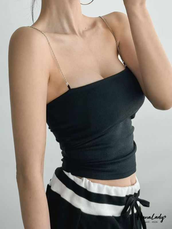 LFB13 銀鍊肩帶平口內搭上衣 