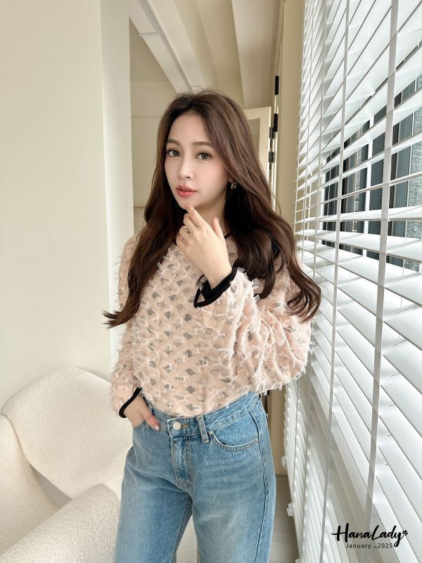 WEA07 甜美蝴蝶紗毛料上衣 