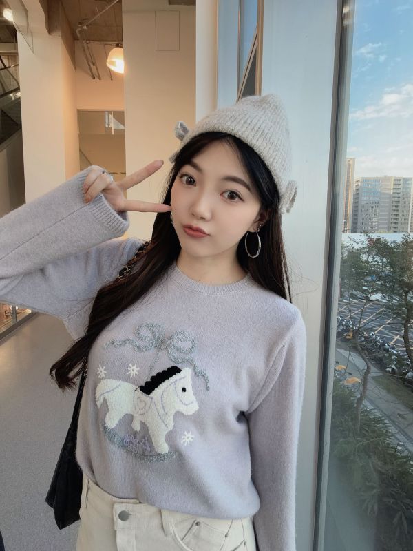 WQB03 刺繡旋轉木馬針織上衣 