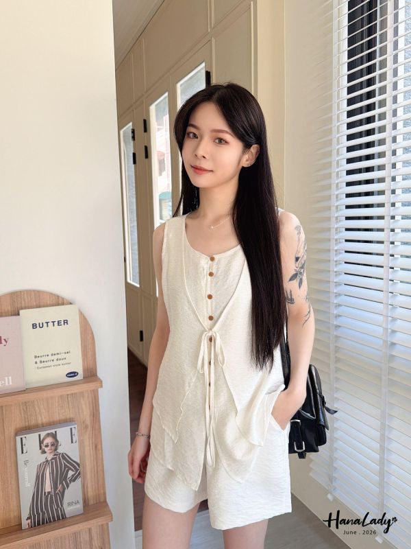LLA25 好舒服綁結排釦套裝 