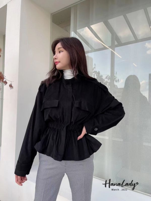 RSB25 蜜桃絨肩釦拉鍊縮腰外 