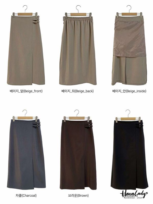 WJA86 氣質雙腰鍊開衩長裙 