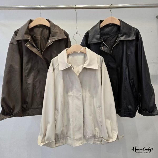 WTB15  百搭翻領拉鍊皮外 