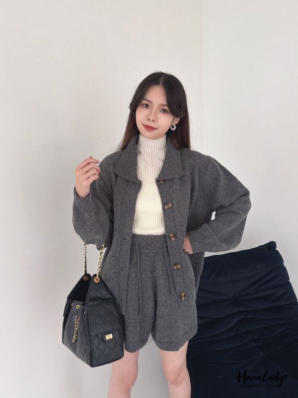 WJA48 簡約休閒琥珀排扣套裝 