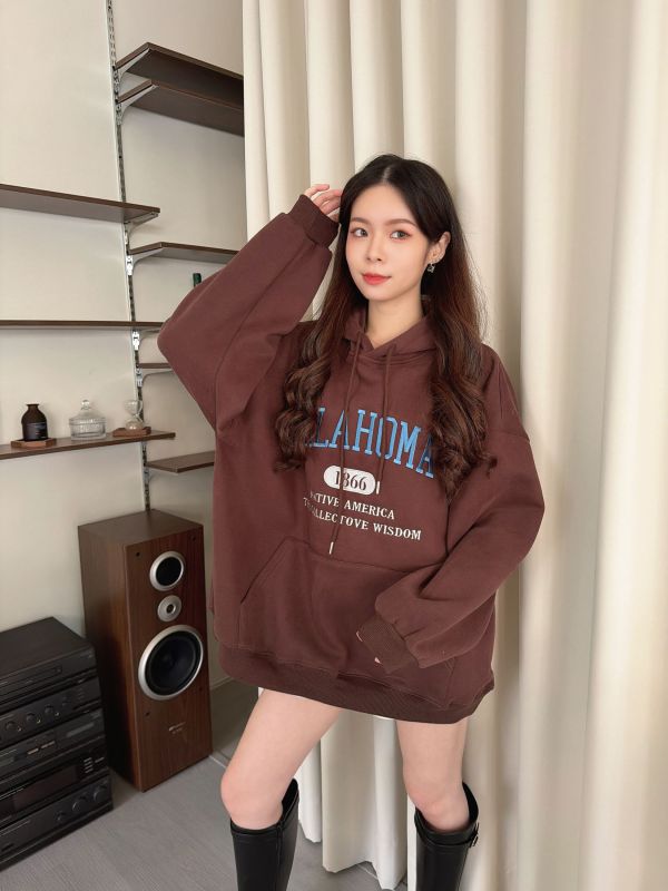 WQA17 刺繡1866字母內刷絨帽T 