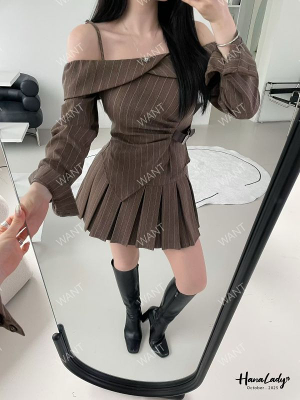 WTB29 完美直條紋皮釦設計套裝 