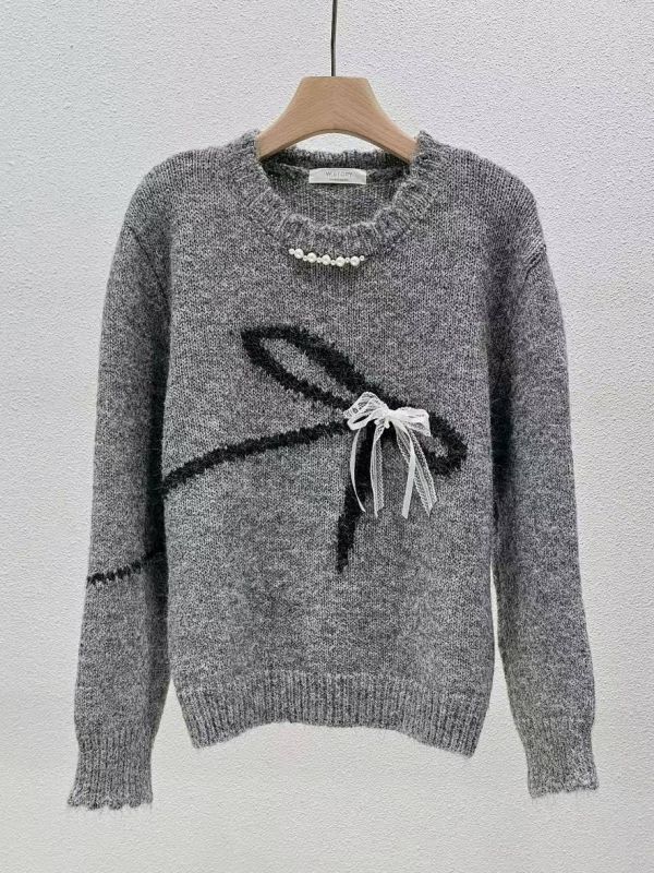 WQA30 珍珠領可拆式立體蝴蝶結上衣 