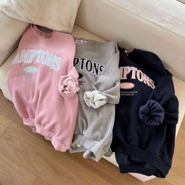 WQA64 馬卡龍色刺繡刷毛大學T 