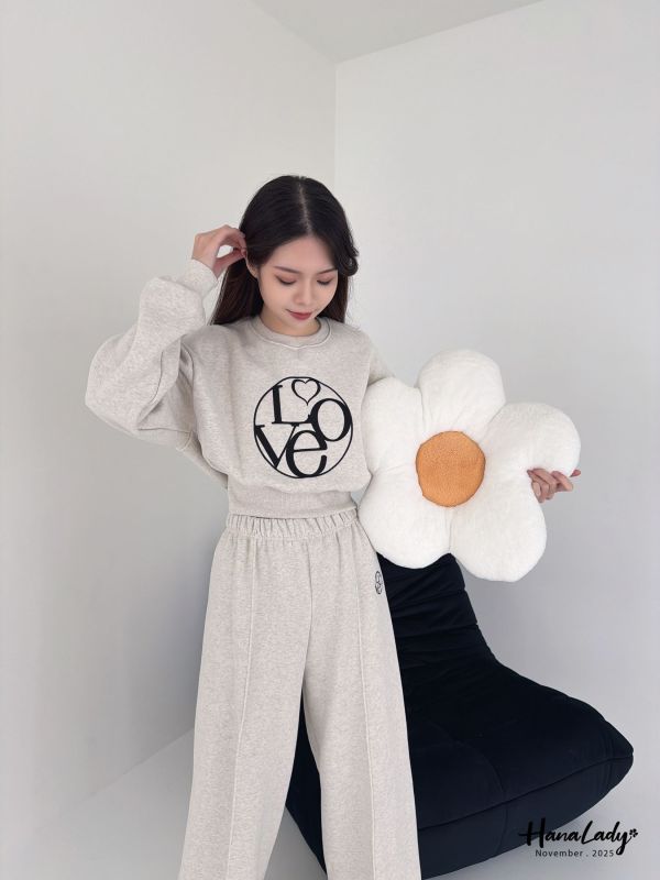 WJA93 暖暖內磨毛刺繡字母套裝 