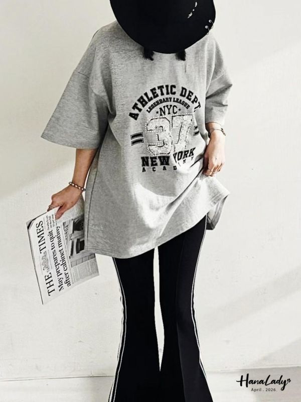 LFA71 緞帶紗滿鑽休閒長版T 