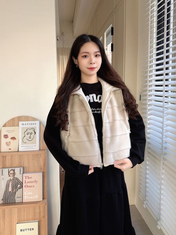 WQB29 正反兩穿毛毛鋪棉背心 