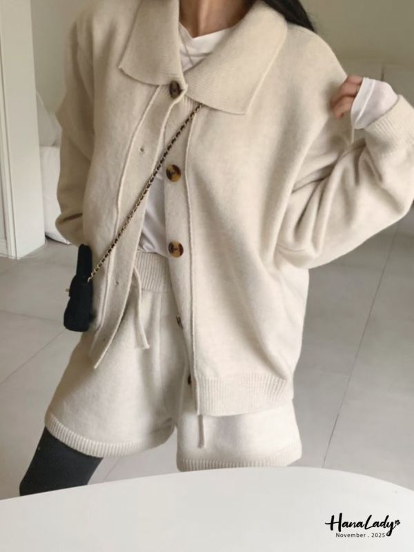 WJA48 簡約休閒琥珀排扣套裝 