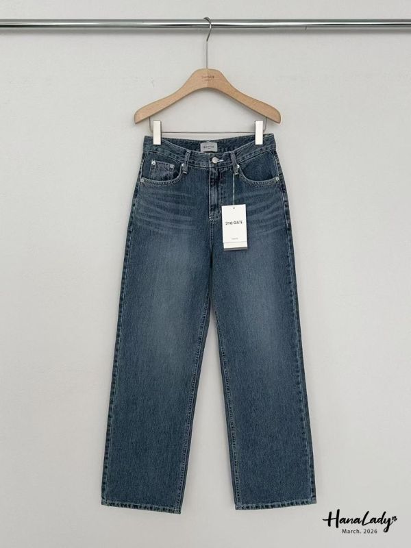 LSA61 高質感修身刷色牛仔褲 