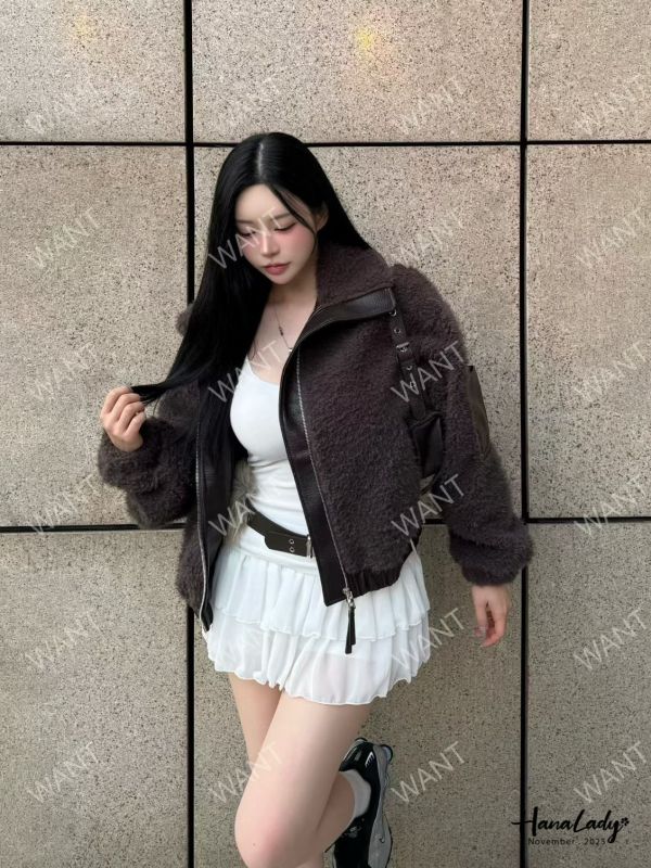 WJA42 冬天穿會超暖率性拼皮外 