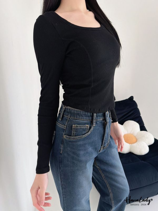 LEA95 親膚針織內磨毛U領上衣 