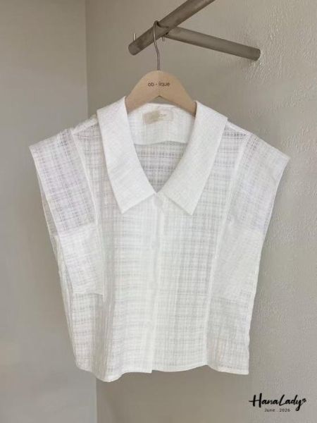 LLA83 簡約格紋布排釦上衣 