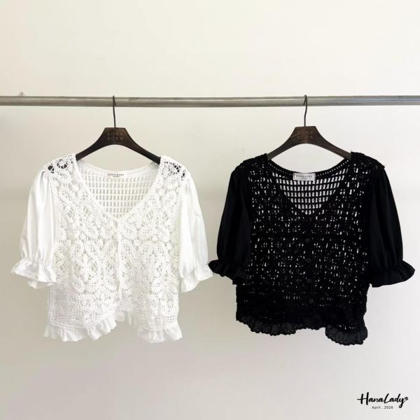 LFA12 高質感雕花布蕾絲上衣 