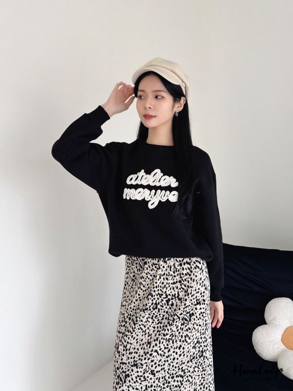 LEA83 可愛Q毛字母內刷毛T 