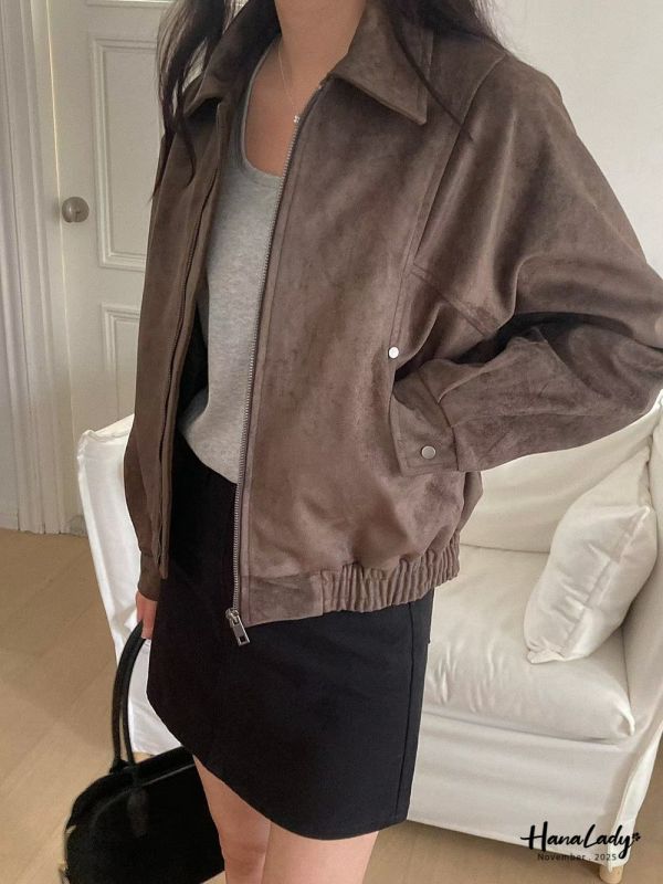 WJA63 率性麂皮拉鍊機車裝 