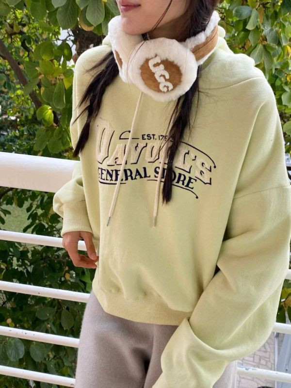 WQA01 羊羔毛字母馬卡龍刷毛帽T 