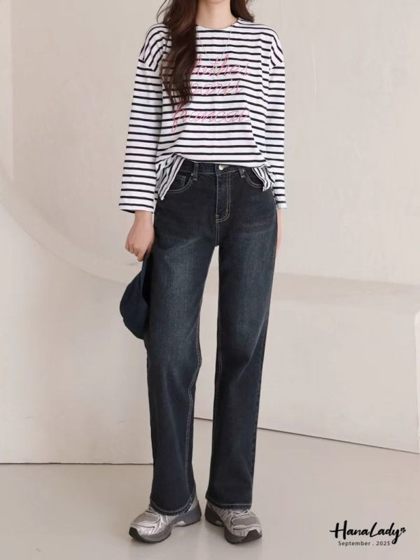 WKA64 非常顯瘦直筒微寬丹寧褲 