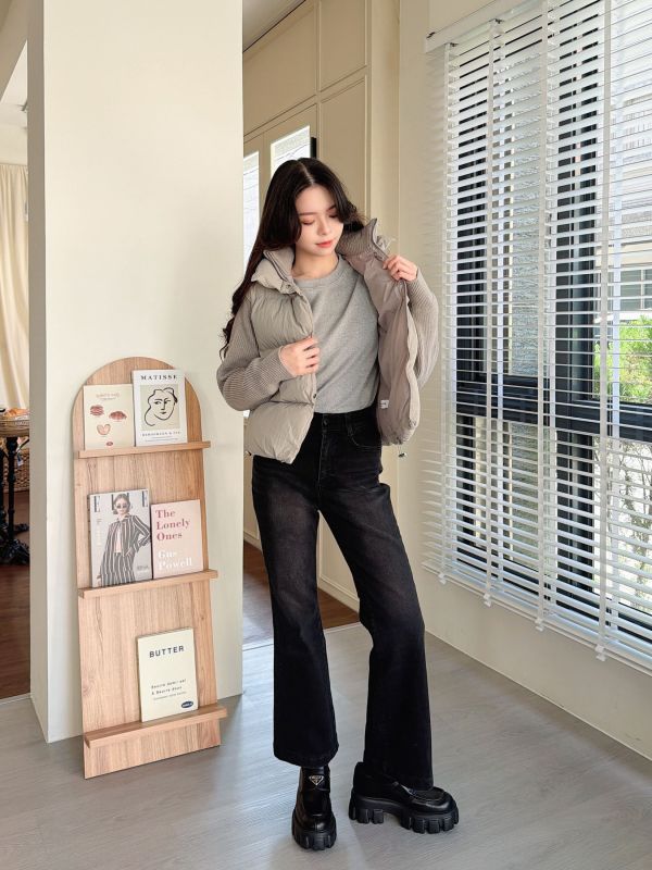 WQA95 雙層領針織拼接鋪棉外 