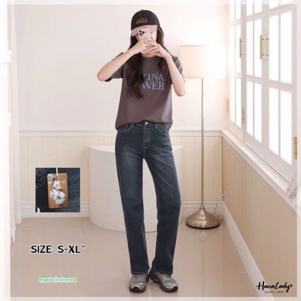 LEB11 簡約韓系直筒丹寧褲 