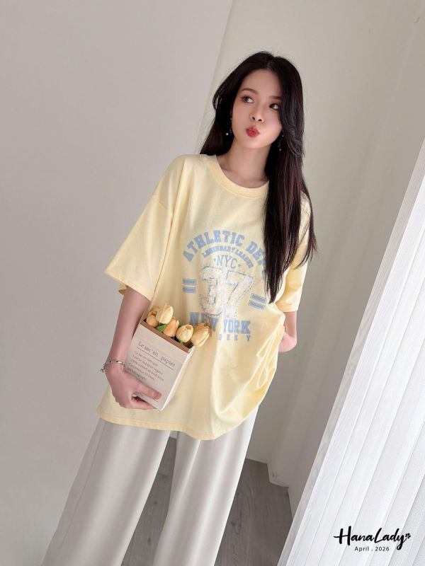 LFA71 緞帶紗滿鑽休閒長版T 