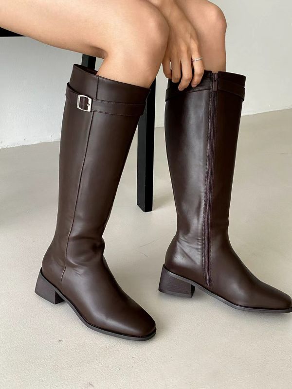 WQB53 經典簡約百搭釦帶長靴 