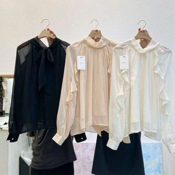 WQA14 浪漫波浪線條雪紡上衣 