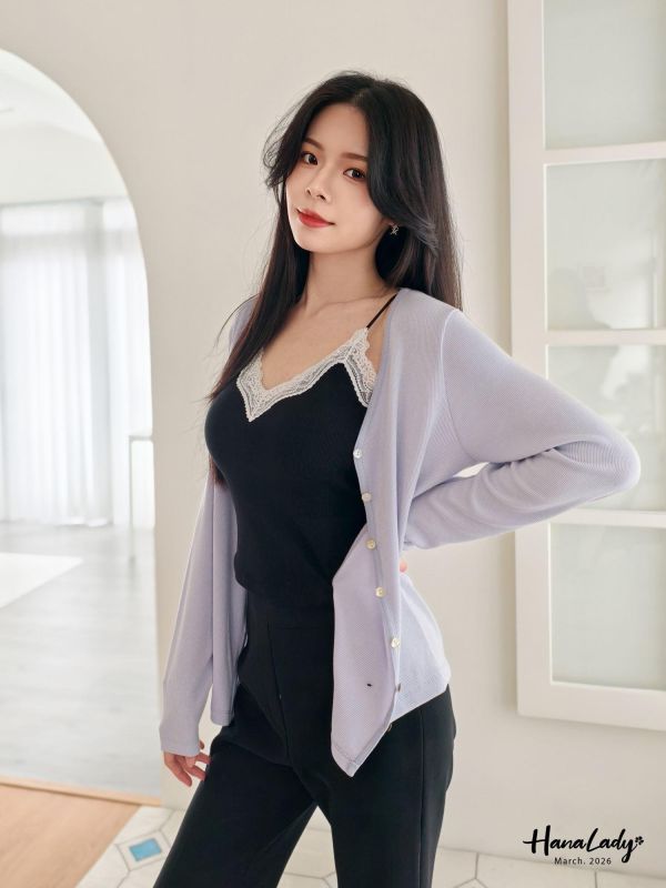 LSA35 溫柔貝殼排釦針織衫 