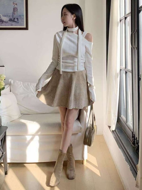 WQB01 斜紋絨布後鬆緊褲裙 