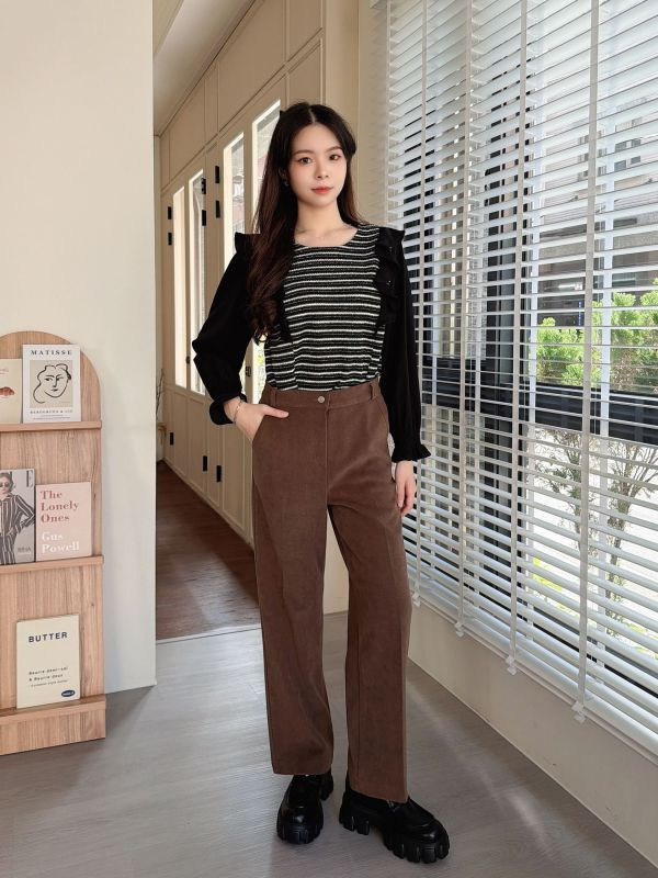 WQA09 七彩絲線波浪雪紡上衣 