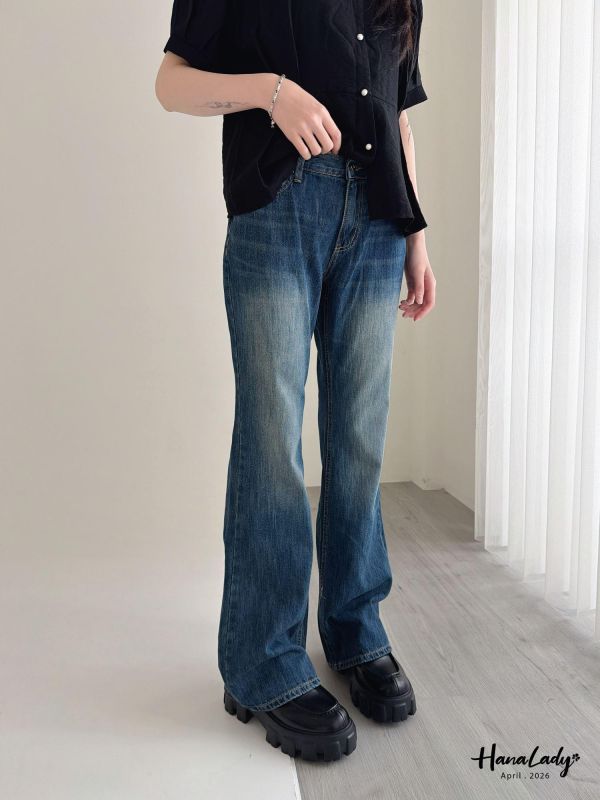 LFA25 翹臀卯釘春夏薄丹寧喇叭褲 