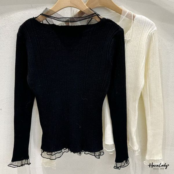 LEA66 網紗領針織上衣 